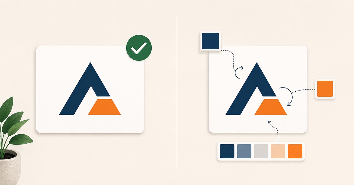 Illustratie van twee scenario's bij logo ontwerp: direct akkoord of een aanpassingsronde met revisies